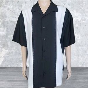 Daddy-O's Bowling Shirt Mens 3X Black White Colorblock Retro Rockabilly 50s USA